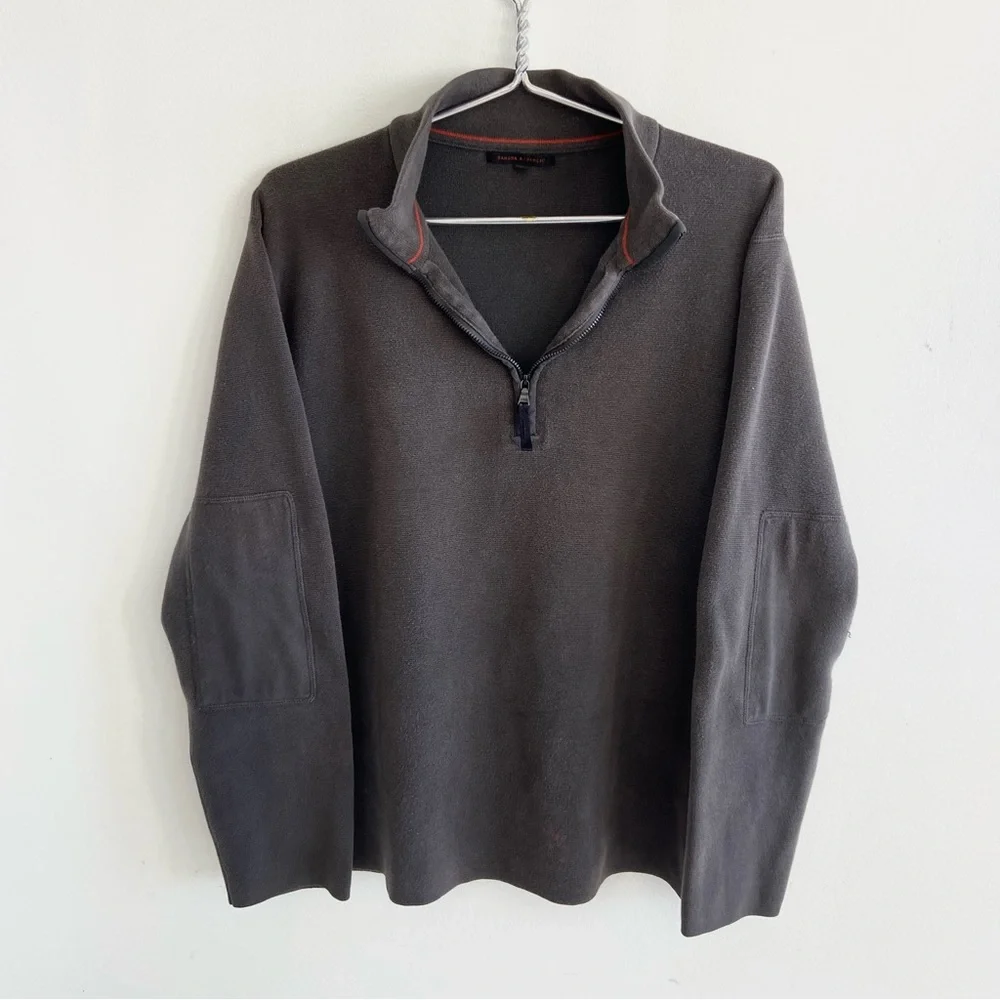 Banana Republic Men's 100%‎ Heavy Cotton Zip-Up Sweater Taupe L